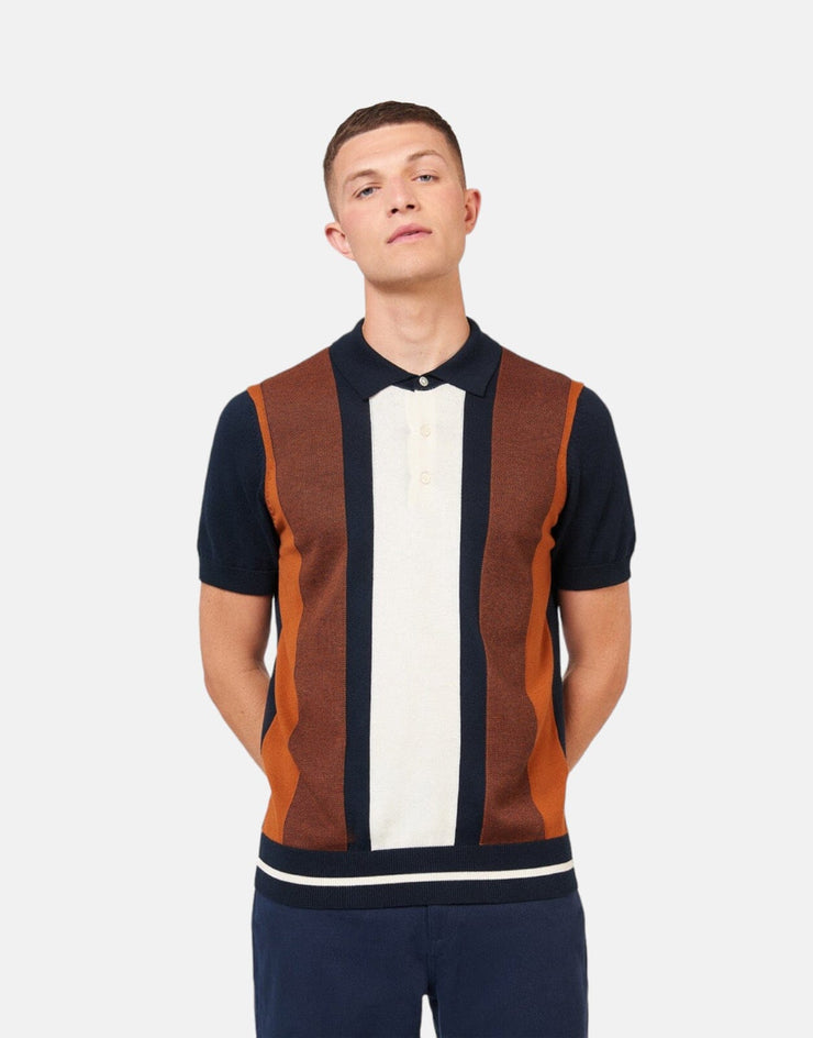 Ben Sherman Vertical Stripe Knitted Polo Shirt