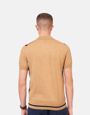 Ben Sherman Vertical Stripe Knitted Brown Polo Shirt