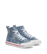 DIESEL HIGH-TOP SNEAKERS IN MONOGRAM DENIM