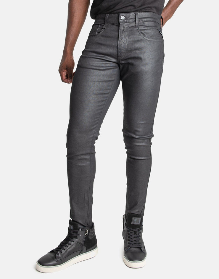 Replay Coated Black Power Stretch Jeans