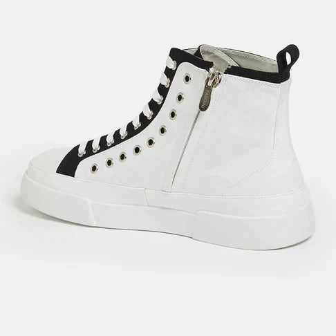 FABIANI LEATHER AND DENIM HIGH TOP SNEAKERS