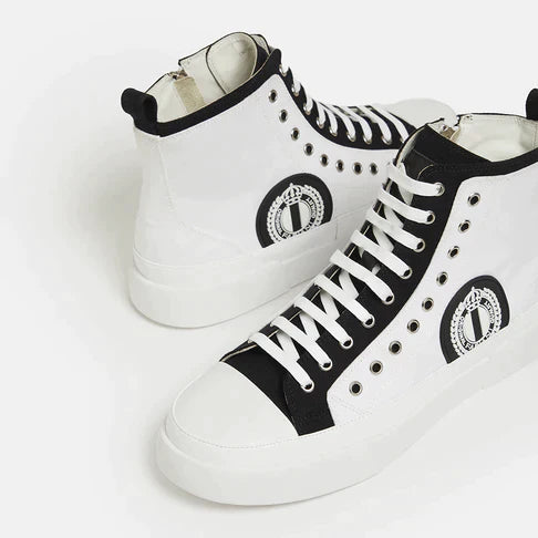 FABIANI LEATHER AND DENIM HIGH TOP SNEAKERS