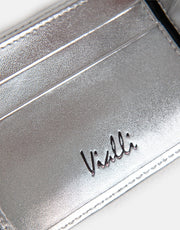 Vialli Patent Silver Tri Fold Wallet