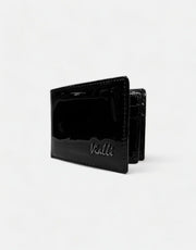 Vialli Black Patent Tri Fold Wallet