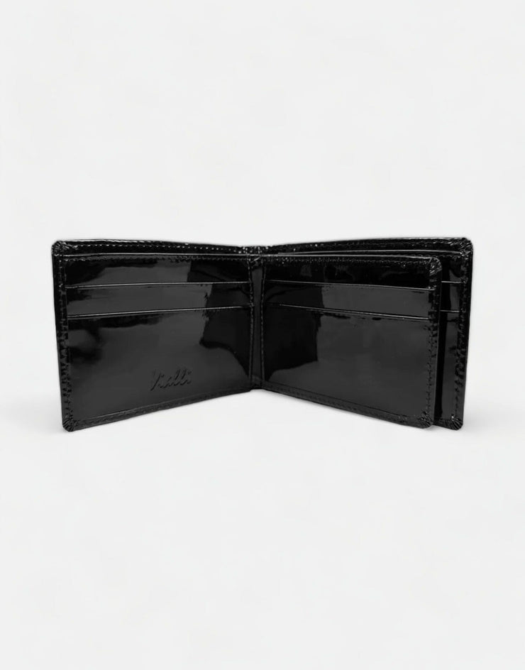 Vialli Black Patent Tri Fold Wallet