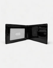 Vialli Black Patent Tri Fold Wallet