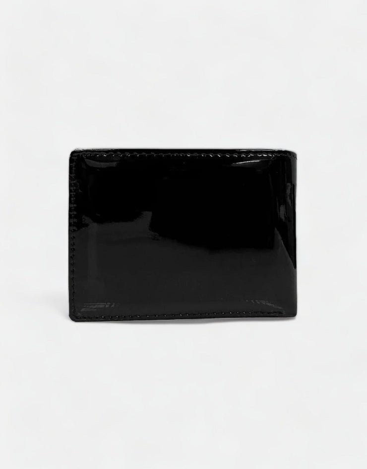 Vialli Black Patent Tri Fold Wallet