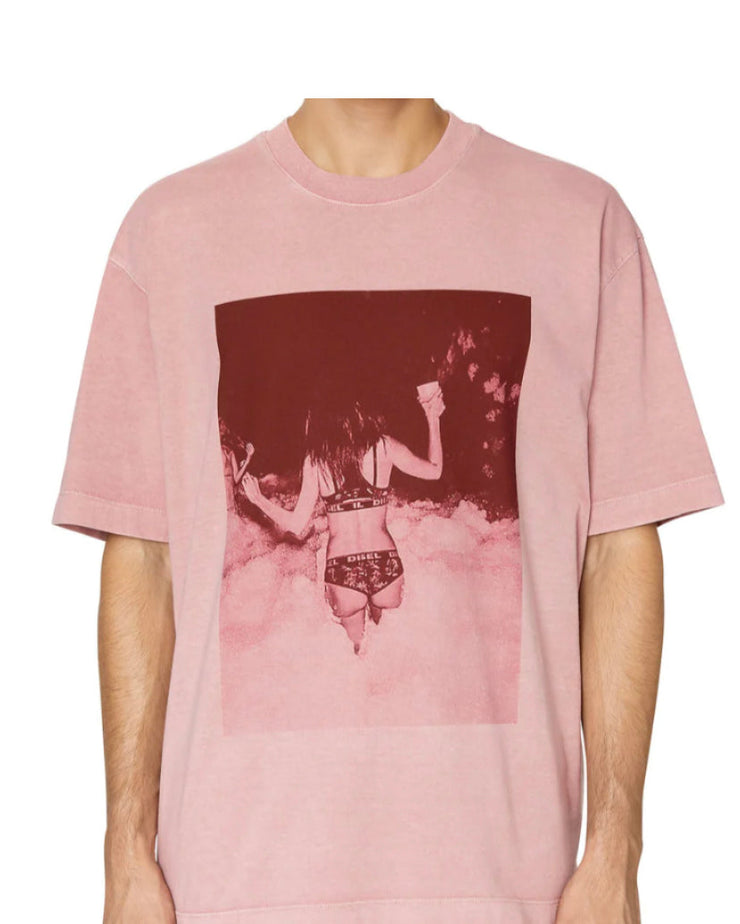 DIESEL LOOSE T-SHIRT WITH DIGITAL PHOTO PRINT