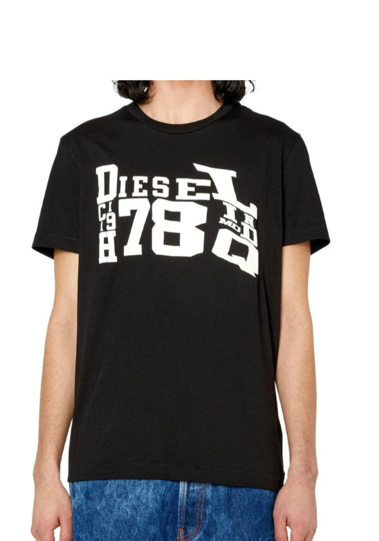 DIESEL T-SHIRT WITH CHEST JUMBLED LOGO