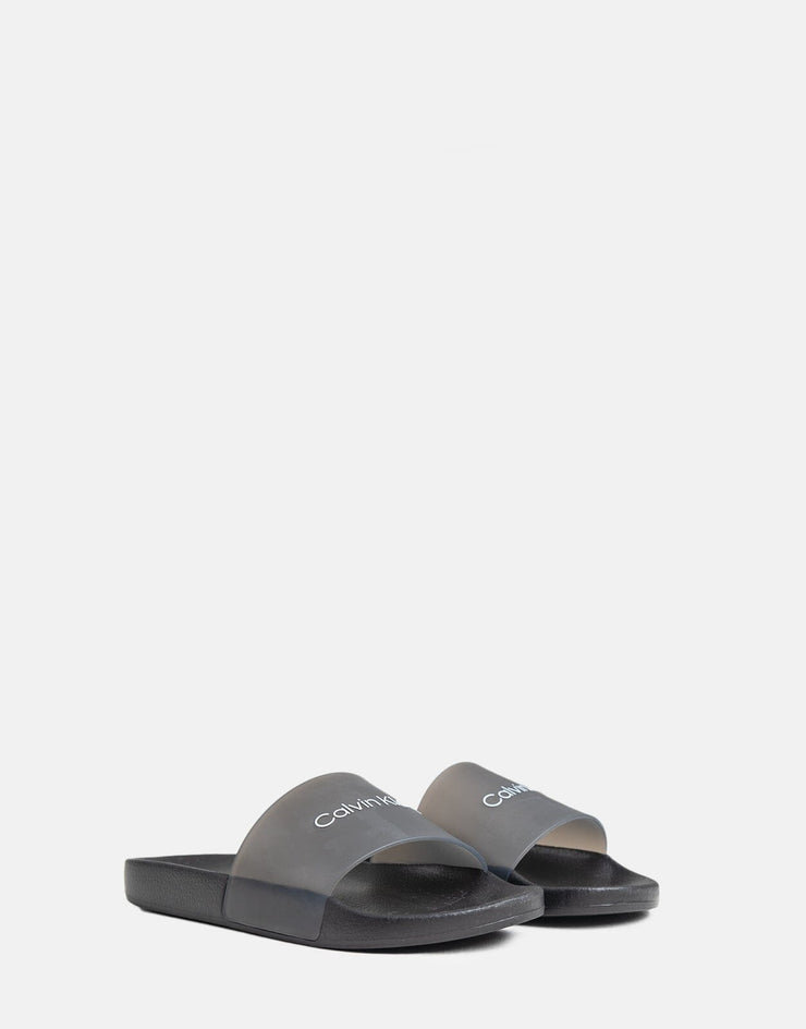 Calvin Klein Rubber Pool Slide Transparent Black