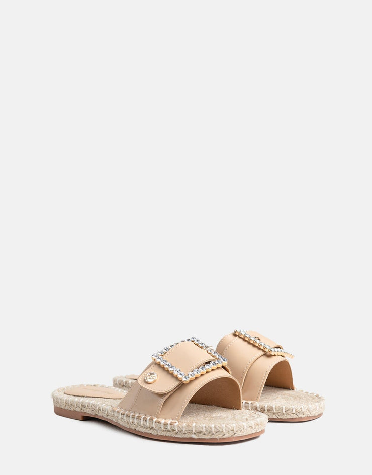 Sissy Boy Flat Espadrille Sandal Bling Buckle