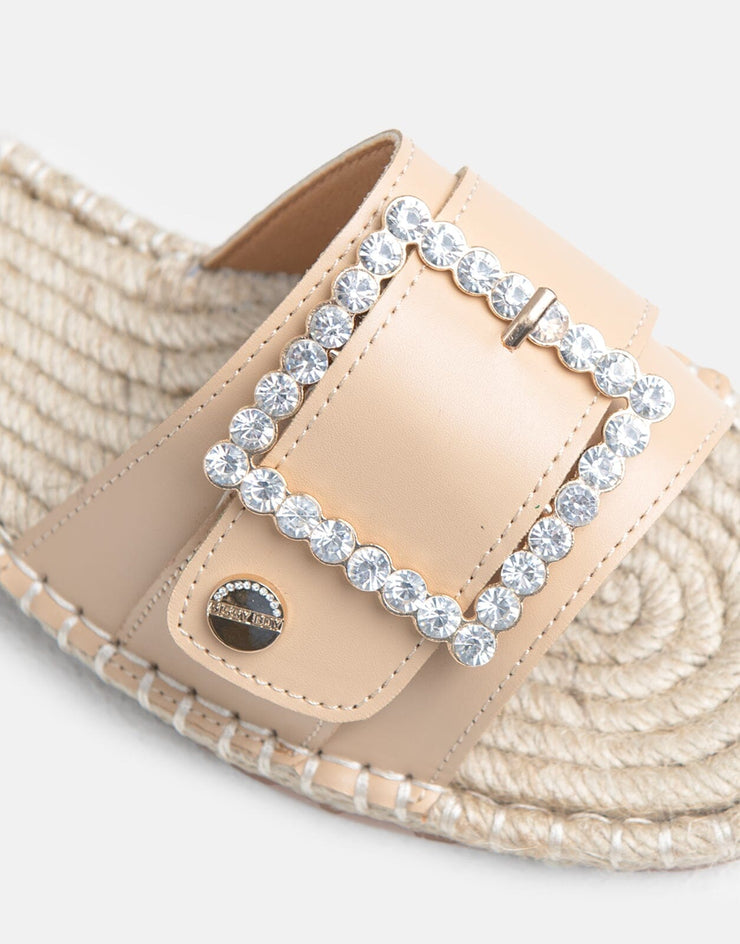 Sissy Boy Flat Espadrille Sandal Bling Buckle