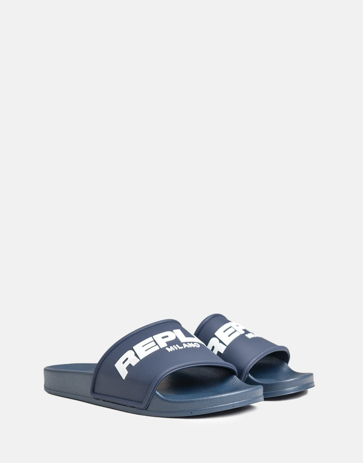 Replay Up Emboss Navy Slides