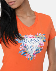 Guess Floral Tri T-Shirt Orange