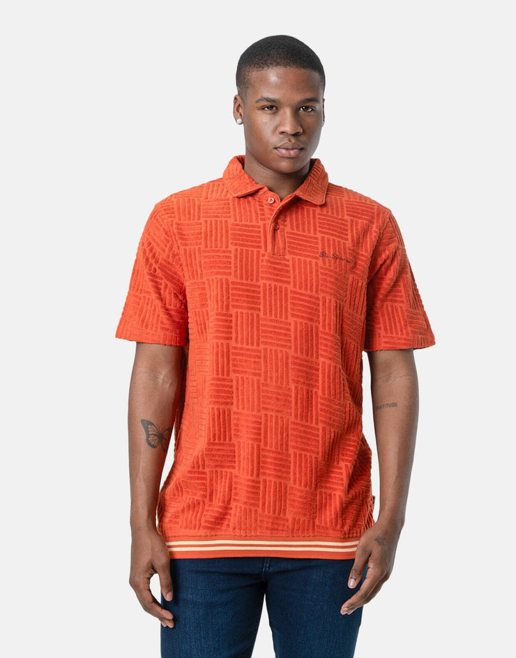 Ben Sherman Textured Terry Mango Polo Shirt