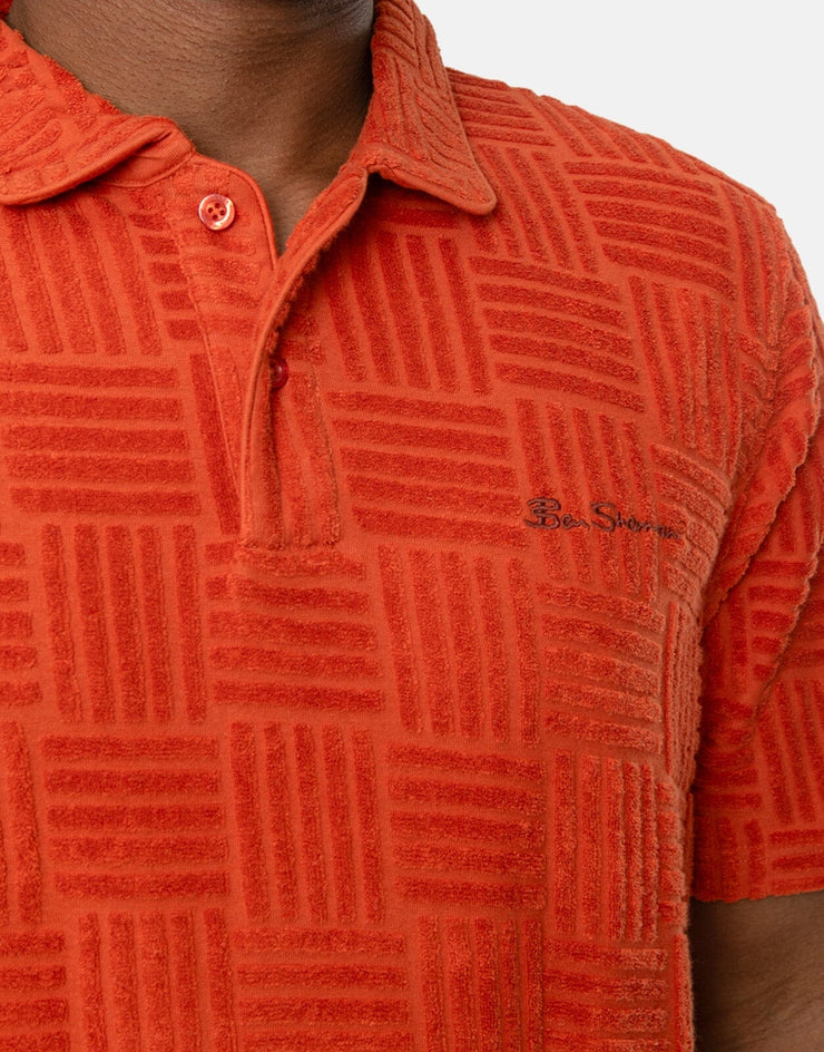 Ben Sherman Textured Terry Mango Polo Shirt