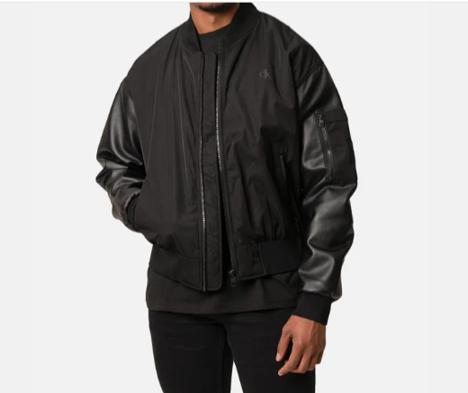 Calvin Klein Faux Leather Bomber Jacket