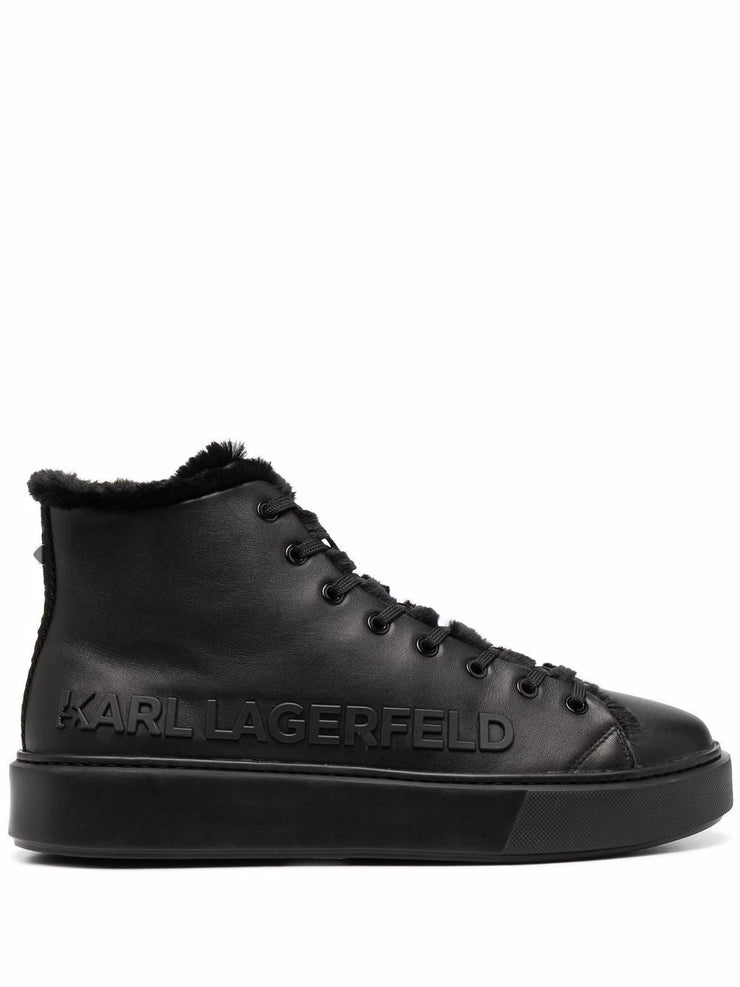 KARL LAGERFELD LOGO-PLAQUE HIGH TOP SNEAKERS