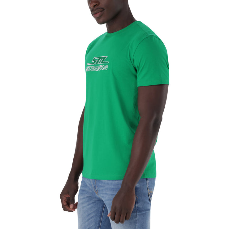 LUCCA GREEN CREW NECK LOGO TEE