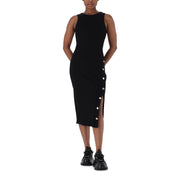 CAMILLA MIDI DRESS WITH POPPERS BLACK