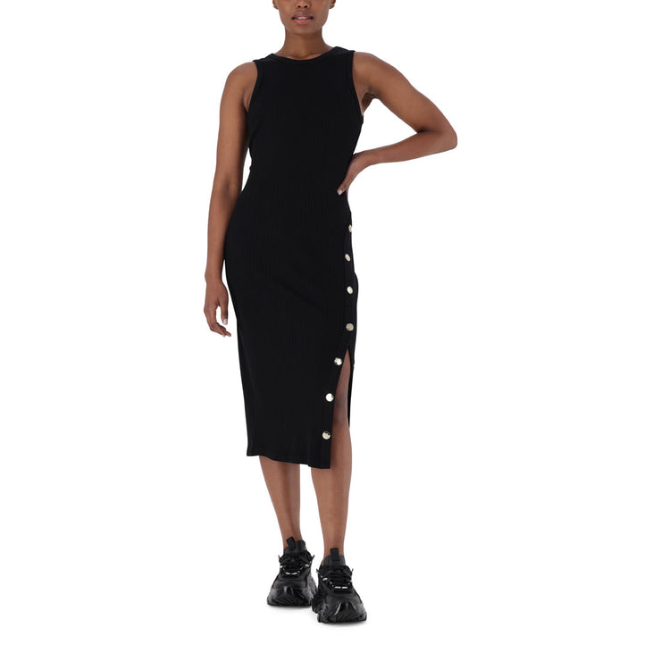 CAMILLA MIDI DRESS WITH POPPERS BLACK