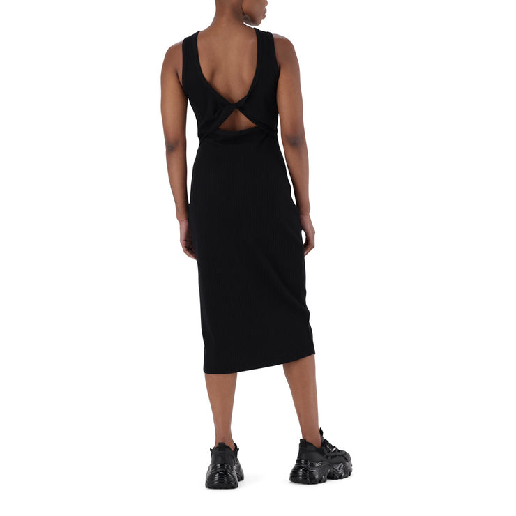 CAMILLA MIDI DRESS WITH POPPERS BLACK