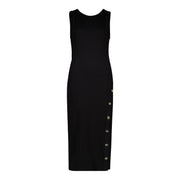 CAMILLA MIDI DRESS WITH POPPERS BLACK