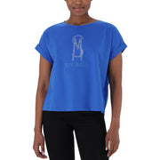 SOPHIA BOXY CRYSTAL LOGO TEE BLUE