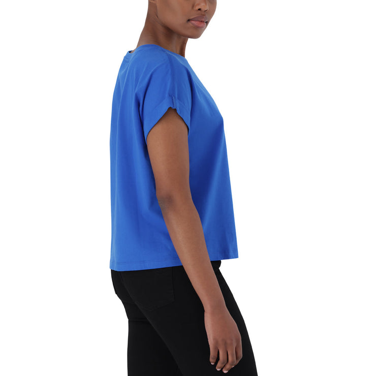 SOPHIA BOXY CRYSTAL LOGO TEE BLUE