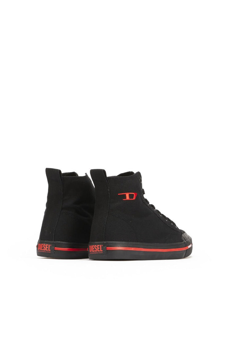 HIGH-TOP CANVAS SNEAKERS WITH OVAL PATCH