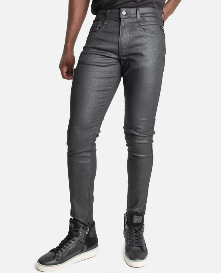 Replay Coated Black Power Stretch Jeans